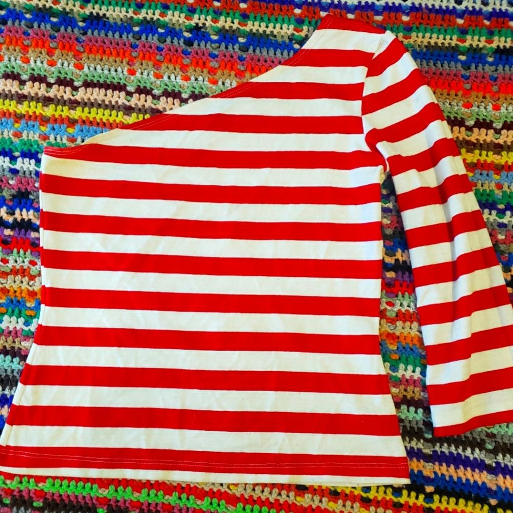 Vintage Y2k asymmetrical striped party girl top